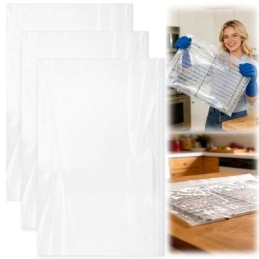 Imagem de Palksky Sacos de limpeza de rack de forno, 40 x 70 cm, resistente, sem esfregar, com abertura lateral com zíper, PE reutilizável resistente a vazamentos para grelhas e churrasqueiras, sem limpador