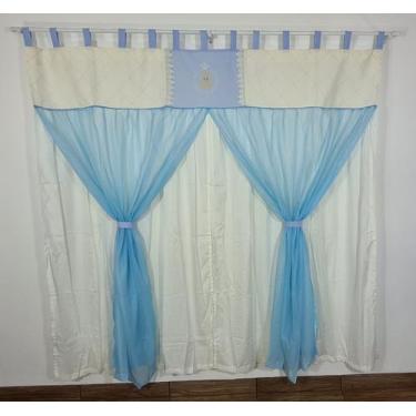 Imagem de Cortina Com Bandô Quarto Urso Tedy Príncipe Azul Bebê Com Palha 200mx1