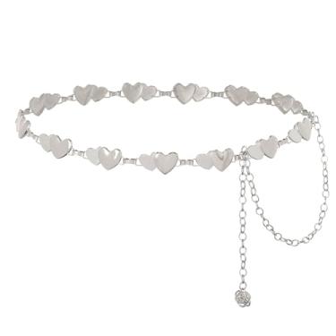 Imagem de Navoky Corrente feminina coração cinto moderno corrente de cintura design de elos de metal acessório de joias para vestidos e calças, Adjustable, Metal não precioso, Sem Pedra Preciosa
