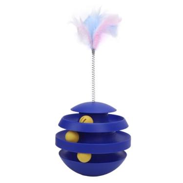 Imagem de Jiawu O Brinquedo Interativo da Torre do Gato da Plataforma Giratória Promove O Exercício para O Brinquedo Interno Bola do Rolo Gato, Materiais Seguros para O Exercício Enigma Gatinho (Azul #13)