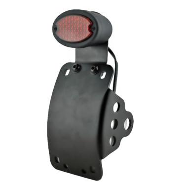 Imagem de Suporte de placa de licença de montagem lateral de motocicleta com luz traseira de LED olho de gato | Serve para eixo de 2,5 cm | Compatível com bobber helicóptero de motocicleta