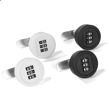 Imagem de Fechadura de câmera de armário com senha de 3 dígitos sem chave para porta de gaveta academia armário escolar MA080 1 peça (20 mm branco)