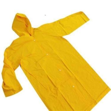 Imagem de Capa De Chuva Laminada Gg Amarela Com Manga E Capuz - Pvc - Plastcor