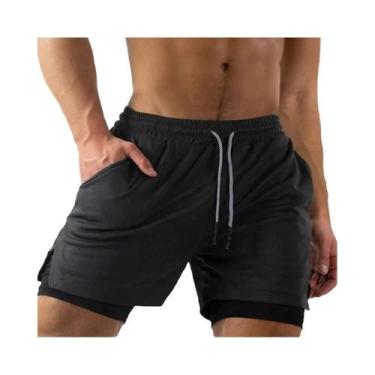 Imagem de Shorts De Corrida Masculinos 2 Em 1 De Secagem Rápida Com Camada Dupla