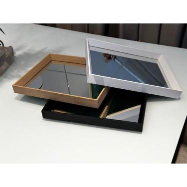 Imagem de Bandeja Espelhada Madeira 38x30x4cm Sem Alça Decoração Luxo - Decora L