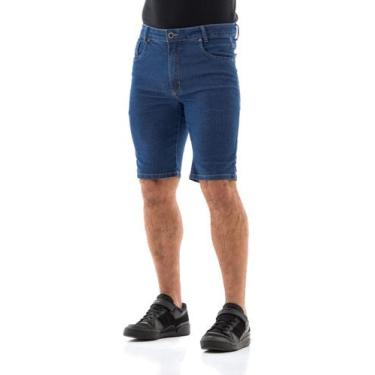 Imagem de Bermuda Jeans Masculina Arauto Slim, Azul médio, 38
