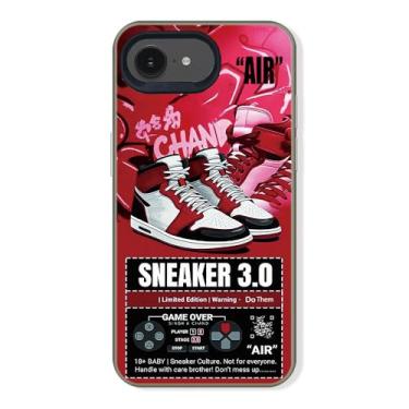 Imagem de Cairiocoin Capa de telefone da marca de calçados esportivos compatível com iPhone 16E capa de 6,1 polegadas, tênis clássicos Cool Ins Off etiqueta branca ou preta estética antiderrapante à prova de