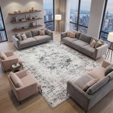 Imagem de Zanipex Tapetes de área de 20 x 25 cm para sala de estar, tapetes laváveis para quarto, 13 x 17 cm, entrada de corredores, cozinha, interior, boho, tapete bege (rosa pó, 1,8 x 2,8 m (retangular))