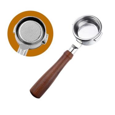 Imagem de Filtro de porta sem fundo Naked em aço inoxidável com cabo madeira maciça Peças reposição para BES990 980 920 inclui colher cesto e escova limpeza ext