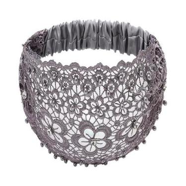 Imagem de Tiara Feminina Estilo Boêmio Cáqui Com Pérolas Falsas E Flor Vazada, F