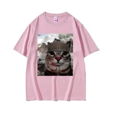 Imagem de Camiseta Unissex Oversized De Algodão Com Estampa Engraçada De Gato Me