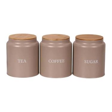 Imagem de SiaBiced Conjunto de 3 Potes de Ferro para Armazenamento de Alimentos, Organizadores Modernos para Cozinha, Doces, açúcar, Farinha e Outros Itens Ideais para, Style E