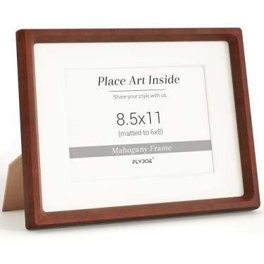 Imagem de Moldura de foto de 21 x 27 cm, moldura de madeira de mogno natural com vidro temperado, moldura de madeira de canto arredondado feita à mão para fotos de 15 x 20 cm, moldura de documento com