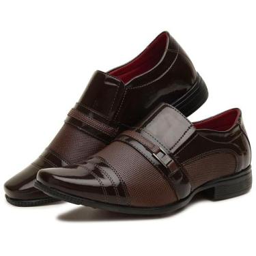 Imagem de Sapato social masculino verniz Café estilo italiano ref 102 tamanho 37
