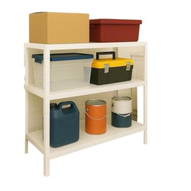 Imagem de Estante Prateleira Industrial 3 Bandejas em Aço Lavanderia Cozinha Escritório(BRANCA)