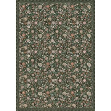 Imagem de Clemile Tapete redondo floral 15 x 15 - Tapete antiderrapante vintage para sala de estar lavável - Tapete macio e resistente a manchas para cozinha, quarto, sala de jantar, berçário, verde escuro