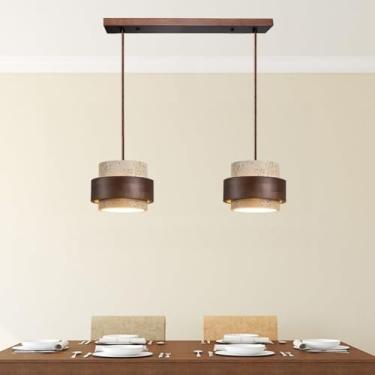 Imagem de Luminária pendente nórdica em pedra natural, estilo wabi-sabi, para teto, lustre em pedra amarela de caverna, estilo vintage de fazenda, com detalhes em travertino, ideal para cabeceira, mes