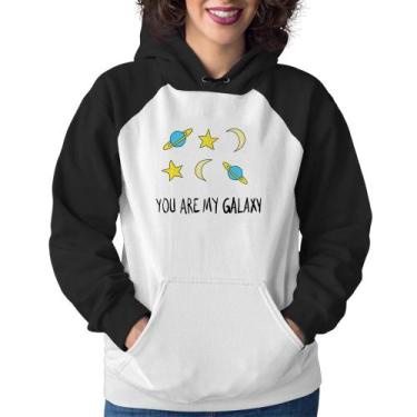 Imagem de Moletom Feminino You Are My Galaxy - Foca na Moda, Branco, Preto, GG