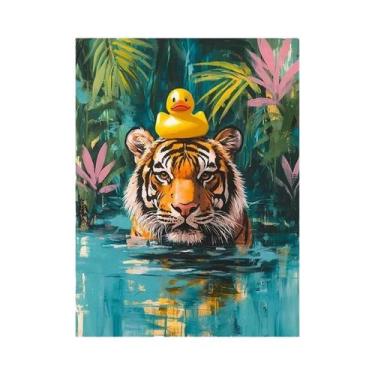 Imagem de Arte Em Tela De Pintura Abstrata De Animais Coloridos: Tigre, Chita, G