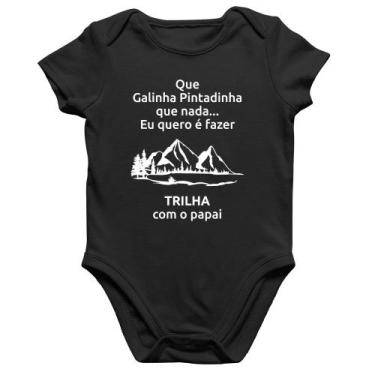 Imagem de Body Bebê Algodão Trilha com o papai Trekking - Foca na Moda, Preto, G