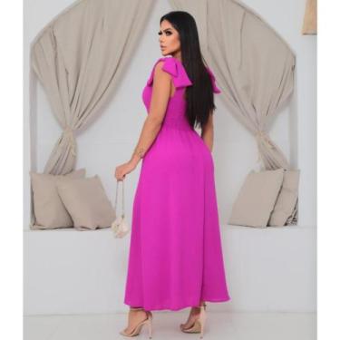 Imagem de Vestido Longo De Linho Forrado Com Lacinho No Ombro Midi - Anne Guemag