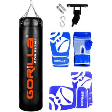 Imagem de Saco De Pancada Profissional 160 Cm + Luva PRO Adulto + Luva Infantil + Suporte Articulado Gorilla-Unissex