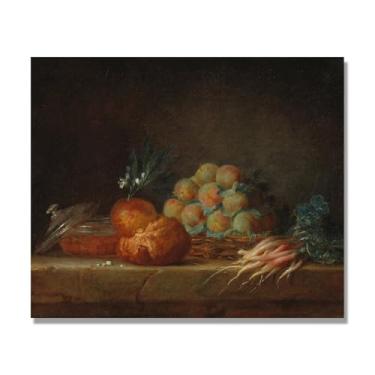 Imagem de NHLDZYH Arte em tela vintage de frutas mortas, pintura clássica de cozinha country, decoração de parede de casa de fazenda quente para sala de jantar e cozinha. A02. 70 x 84 cm - 27,5 x 33,1 pol