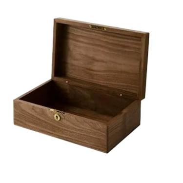 Imagem de Caixa de joias vintage de nogueira - organizador criativo de mesa para itens diversos e cosméticos - Estojo de armazenamento de colar de madeira maciça - Decoração de casa elegante