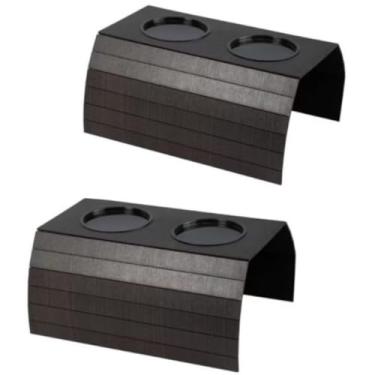 Imagem de Kit 2 Esteiras de Suporte para Sofá - Porta-Copos e Apoio de Braço, Ideal para Salas, Estarés e Espaços de Convivência Doméstica (preto)
