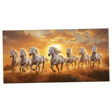 Imagem de MotiveTech Quadro decorativo Vastu com cavalos correndo, sem moldura, pôsteres criativos de cavalos em tela para decoração de quarto infantil e casa de campo, Style I 60x30cm