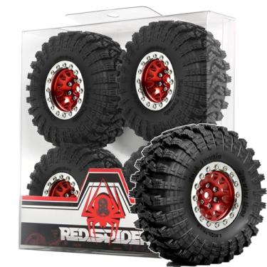 Imagem de REDSPIDER•1.3 Beadlock Wheels and Crawler Mud Tires OD 2.75'' Aluminium Hub Hex Key 7mm (4PCS) for 1/18 1/24 TRX4M SCX24 AX24 FCX18 FCX24 RC Crawler Car (Red)