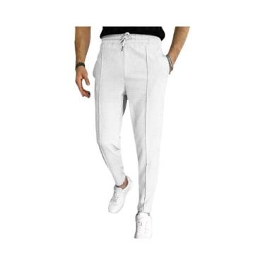 Imagem de Calças Esportivas Casuais Masculinas Slim Fit Com Textura Waffle, Cord