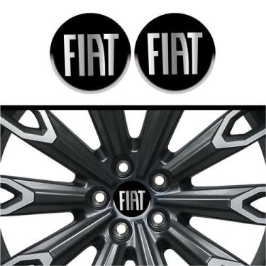 Imagem de Kit 4 Emblema Fiat cromo fundo preto 48 mm, Preto