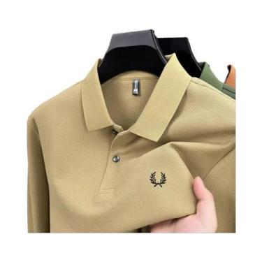 Imagem de Camisa Polo Masculina De Algodão De Alta Qualidade Com Manga Longa Mod