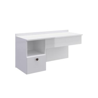 Imagem de Penteadeira Camarim Escrivaninha Mesa Para Maquiagem Tampo Com Espelho 1 Gaveta Quarto Branco