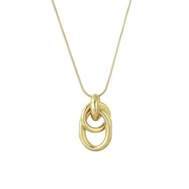 Imagem de KOFISNI Colar de nó de ouro feminino banhado a ouro 14K com pingente de nó gargantilha moderna, 50cm, Latão, Sem Pedra Preciosa