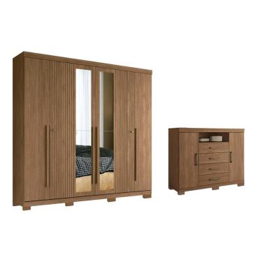 Imagem de Quarto Completo Modu +Cômoda QC347 Jatobá - Santos Andirá