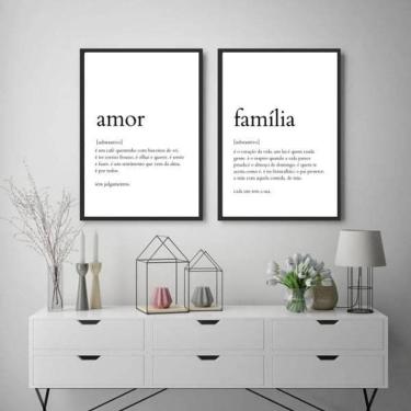 Imagem de Kit 2 Quadros Definição Amor E Família 34x23Cm