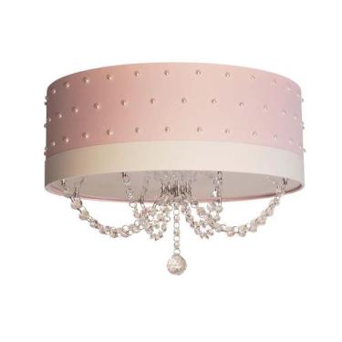 Imagem de Luminária Infantil 40x15 Quarto Menina Pérolas Com Cristal Rosa - Tom 