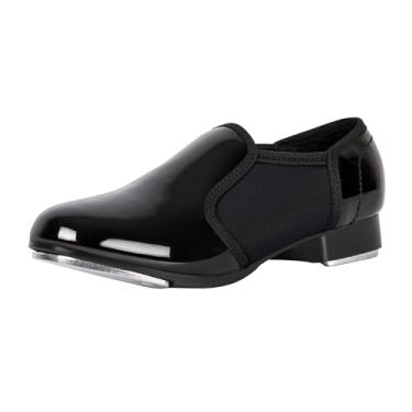 Imagem de Linodes Unissex-Criança Elástico Slip On Sapato De Sapato Para Meninas E Meninos Sapato Plano-Preto Envernizado-2M-Criança Pequena