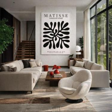 Imagem de Quadro Canvas Matisse Coral Preto 70x50cm Mold Branca - Quadros On-lin