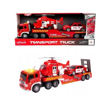 Imagem de Caminhão Cegonha Bombeiro Luz e Som com Dois Veículos - Brink Center