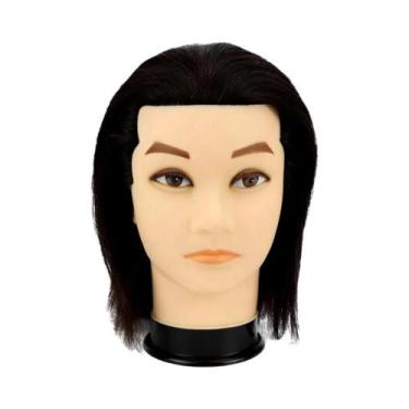 Imagem de Cabeça De Manequim Masculina Com Cabelo Humano Real E Barba Para Trein