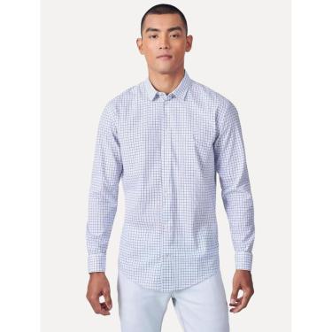 Imagem de Camisa Reserva Masculina Office Enxuto Grid Duplo Dust Azul-Masculino