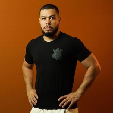 Imagem de Camiseta Corinthians Brasão Bordado 32972 Preta-Masculino