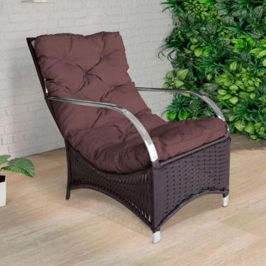 Imagem de Poltrona Roma Para área Externa De Alumínio E Fibra Sintética Tabaco-marrom