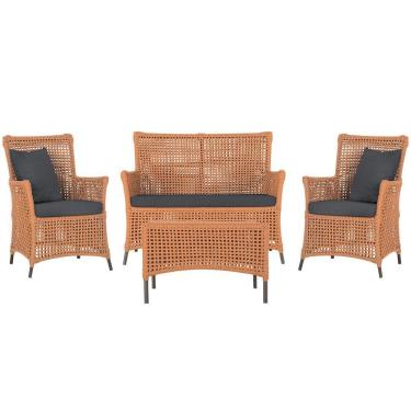 Imagem de Jogo Sofá 2 Poltronas E Mesa Igapó Marrom E11 Trama Original Terra Cota