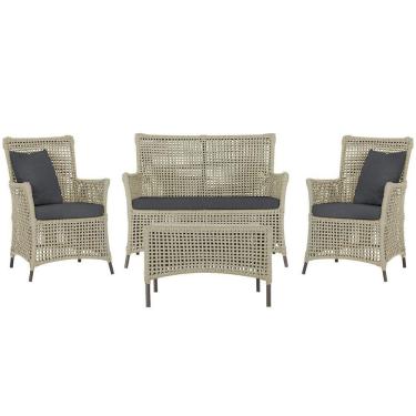 Imagem de Jogo Sofá 2 Poltronas E Mesa Igapó Marrom E11 Trama Original Rami