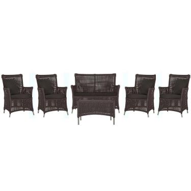 Imagem de Jogo Sofá 4 Poltronas E Mesa Igapó Fendi E9 Trama Original Marrom