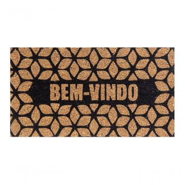 Imagem de Capacho De Poa Fibra De Coco Geometrico Preto 60x33cm - Uzoo Capacho Fibra De Coco Rt 60x33cm Geometrico Preto